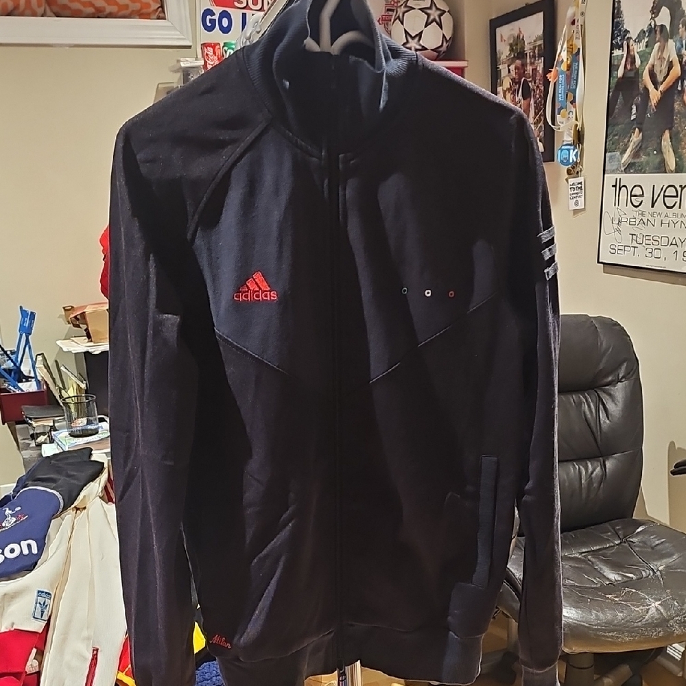 adidas Men's AC Milan Adidas Black Track Jacket with Red Logo